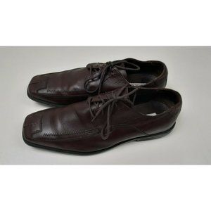 Steve Madden Men's Burrys Brown Leather Lace-Up Oxford Dress Shoes Sq.Toe Sz. 12